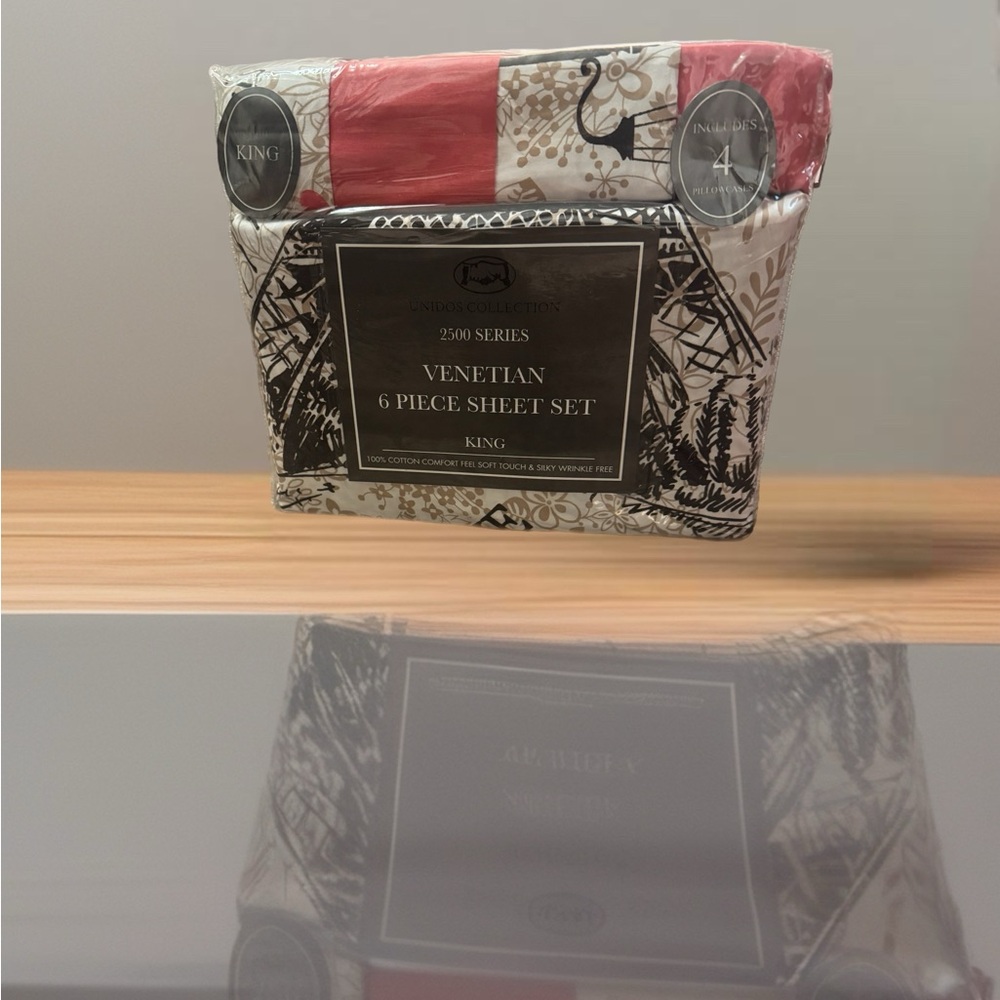 2500 series Venetian 6 Piece KingSheet Set - Red and Black